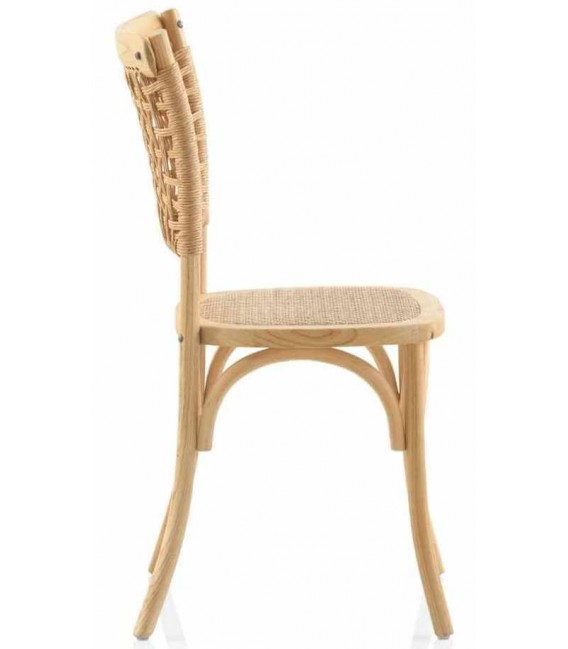 Silla cómoda madera de olmo natural yute trenzado acabado natural. mdmhogar