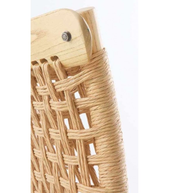 Silla cómoda madera de olmo natural yute trenzado acabado natural. mdmhogar