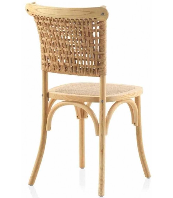 Silla cómoda madera de olmo natural yute trenzado acabado natural. mdmhogar