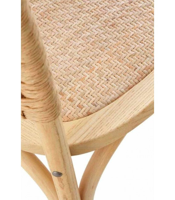 Silla cómoda madera de olmo natural yute trenzado acabado natural. mdmhogar