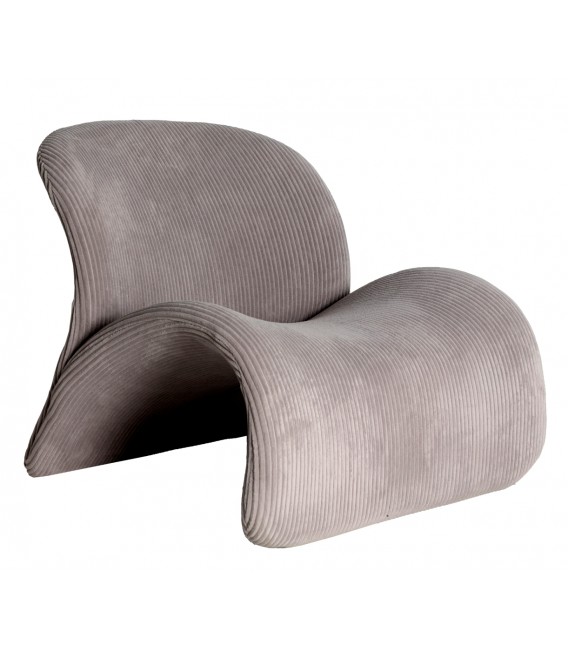 Sillón bajo cómodo de estilo moderno tapizado pana rallada color gris mdmhogar