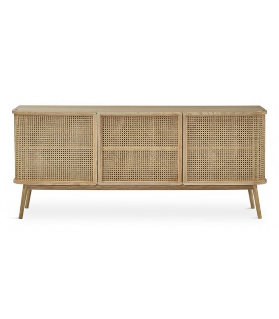 Aparador madera de roble combinado con ratán acabado natural. mdmhogar