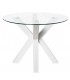 Mesa de comedor redonda metal blanco cristal templado de 2 cm  mdmhogar