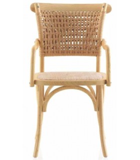 Sillón de comedor cómodo madera de olmo yute natural mdmhogar