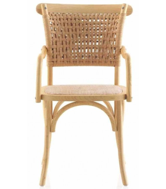 Sillón de comedor cómodo madera de olmo yute natural mdmhogar