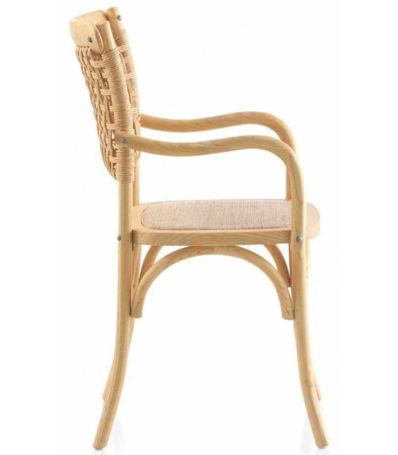 Sillón de comedor cómodo madera de olmo yute natural mdmhogar