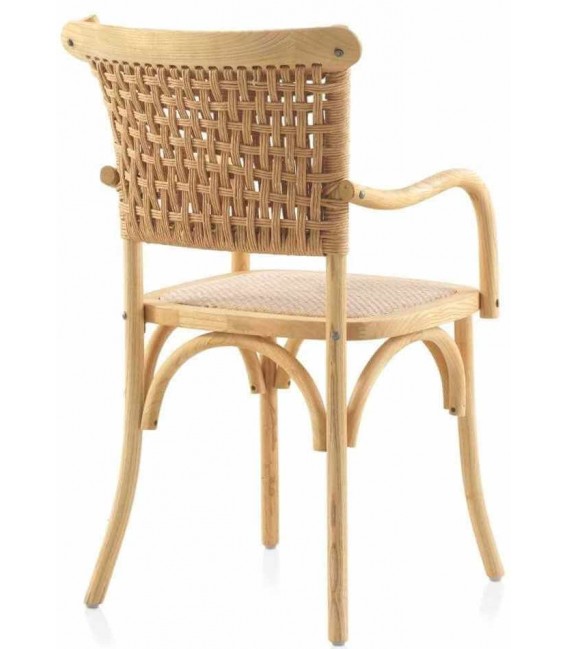 Sillón de comedor cómodo madera de olmo yute natural mdmhogar