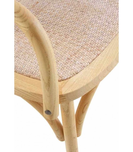 Sillón de comedor cómodo madera de olmo yute natural mdmhogar