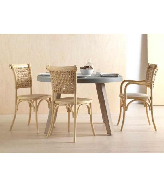 Sillón de comedor cómodo madera de olmo yute natural mdmhogar