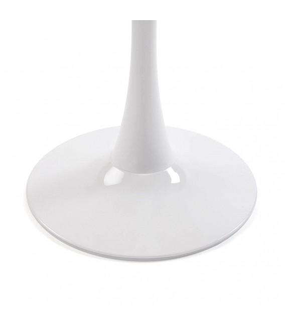 Mesa de comedor cuadrada pequeña metal blanco mdf roble tostado mdmhogar