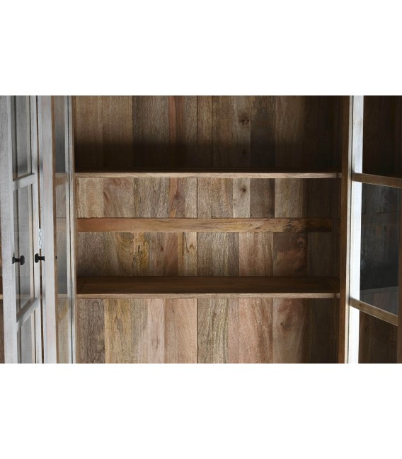 Vitrina muy grande acabado blanco rozado tiradores en metal negro mdmhogar