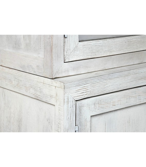 Vitrina muy grande acabado blanco rozado tiradores en metal negro mdmhogar