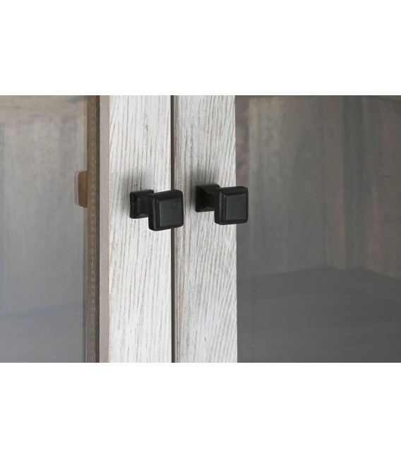 Vitrina muy grande acabado blanco rozado tiradores en metal negro mdmhogar