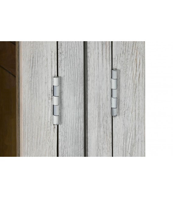 Vitrina muy grande acabado blanco rozado tiradores en metal negro mdmhogar