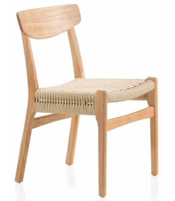 Silla cómoda madera natural asiento en yute trenzado natural mdmhogar