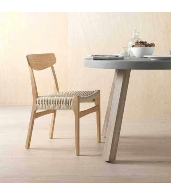 Silla cómoda madera natural asiento en yute trenzado natural mdmhogar