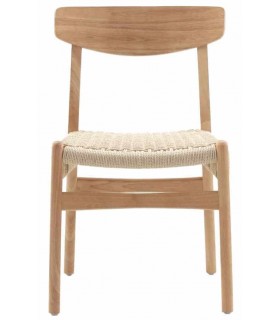Silla cómoda madera natural asiento en yute trenzado natural mdmhogar