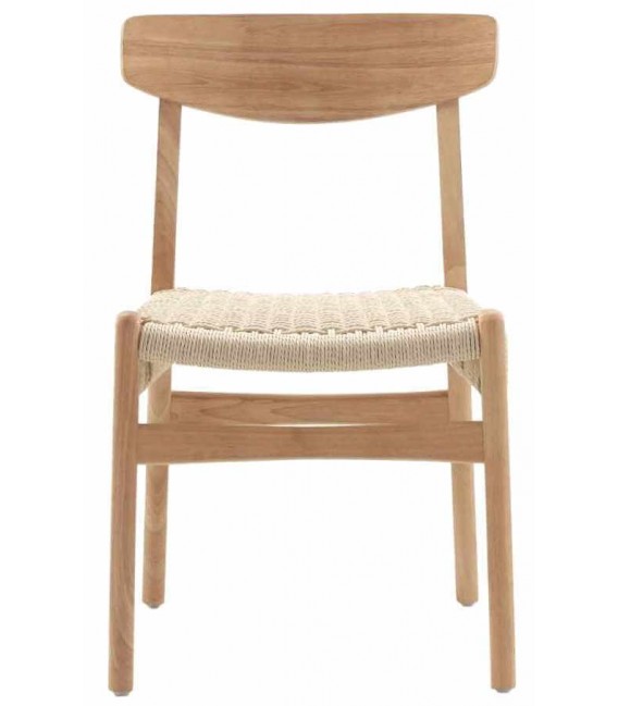 Silla cómoda madera natural asiento en yute trenzado natural mdmhogar