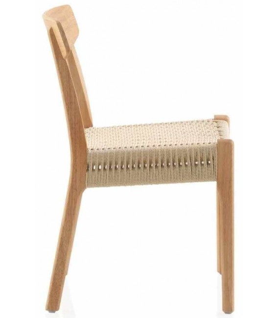 Silla cómoda madera natural asiento en yute trenzado natural mdmhogar