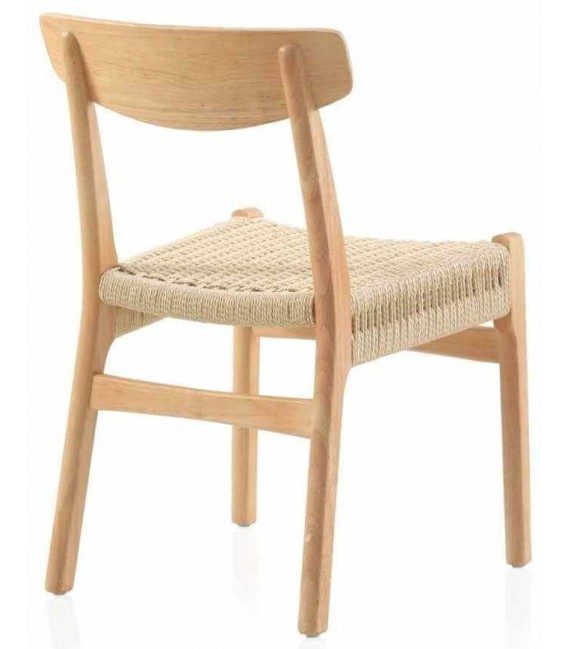 Silla cómoda madera natural asiento en yute trenzado natural mdmhogar