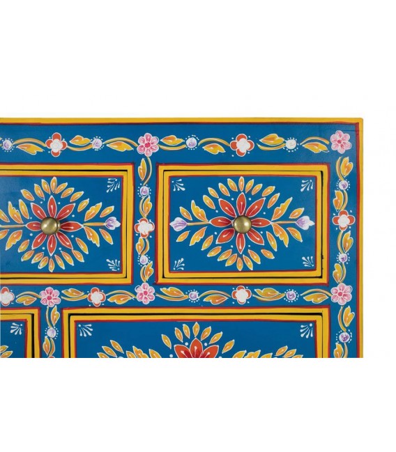 Taquillón alto madera de mango detalles pintados a mano mdmhogar