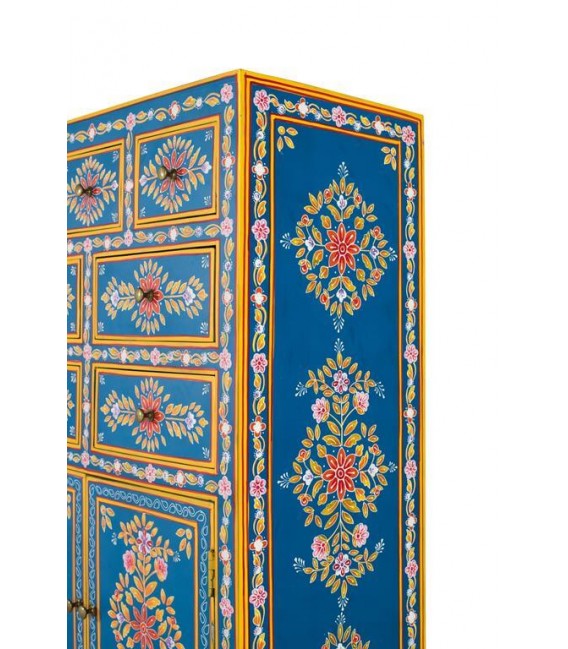 Taquillón alto madera de mango detalles pintados a mano mdmhogar