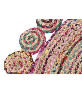 Bonita alfombra redonda hecha a mano yute y algodón colores mdmhogar