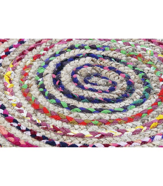 Bonita alfombra redonda hecha a mano yute y algodón colores mdmhogar
