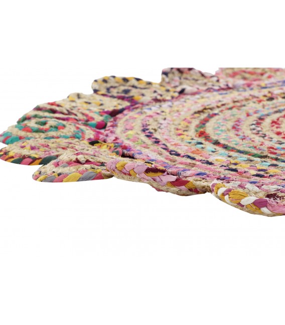 Bonita alfombra redonda hecha a mano yute y algodón colores mdmhogar