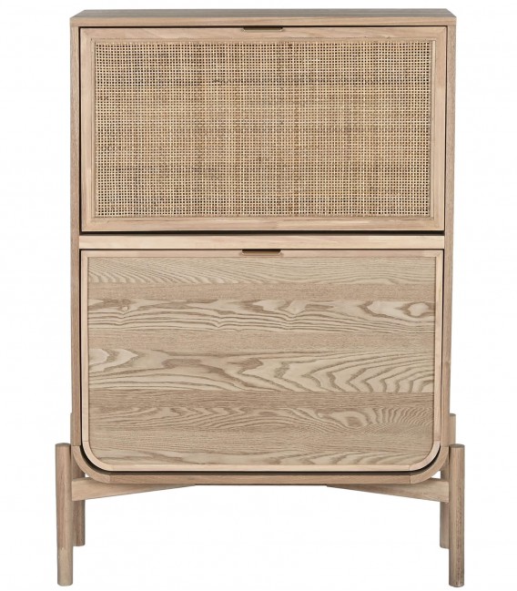 Mueble zapatero 2 zapateros dobles madera de abeto y ratán natural mdmhogar