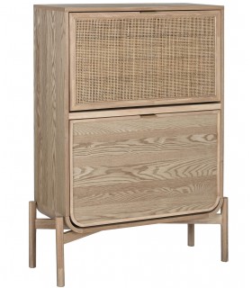 Mueble zapatero 2 zapateros dobles madera de abeto y ratán natural mdmhogar