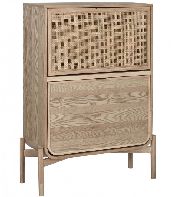 Mueble zapatero 2 zapateros dobles madera de abeto y ratán natural mdmhogar