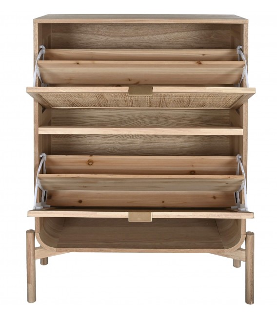 Mueble zapatero 2 zapateros dobles madera de abeto y ratán natural mdmhogar