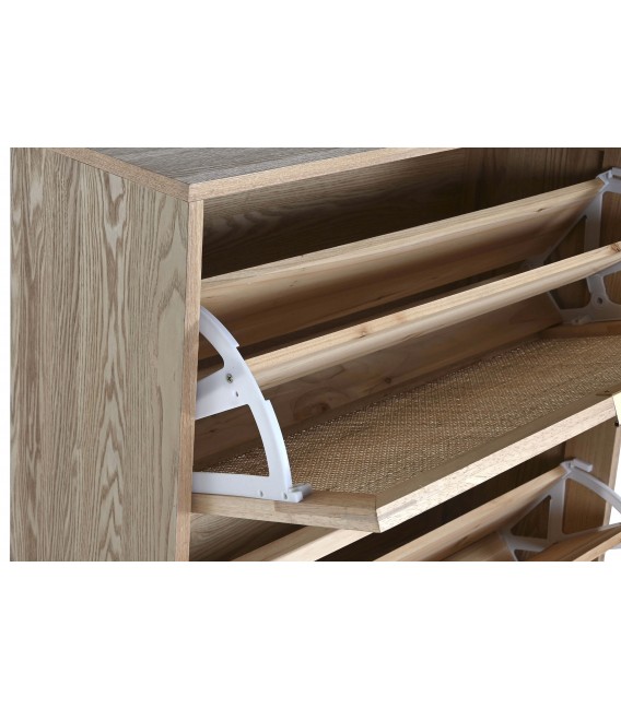 Mueble zapatero 2 zapateros dobles madera de abeto y ratán natural mdmhogar