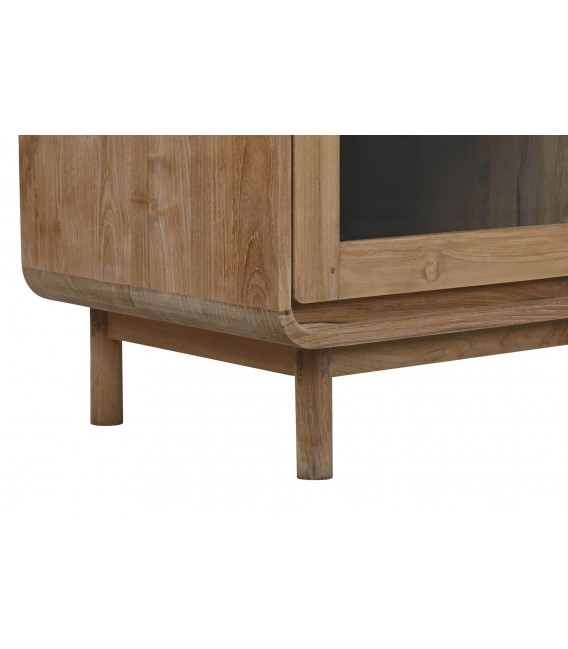 Aparador 4 puertas de cristal dos cajones madera de teca ratán natural mdmhogar