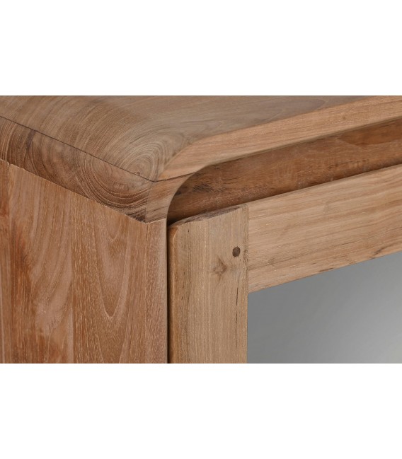 Aparador 4 puertas de cristal dos cajones madera de teca ratán natural mdmhogar