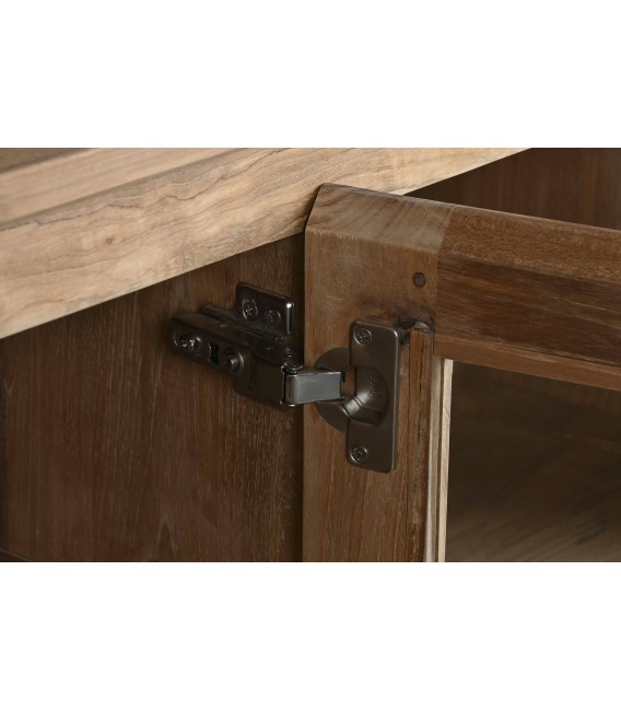 Aparador 4 puertas de cristal dos cajones madera de teca ratán natural mdmhogar