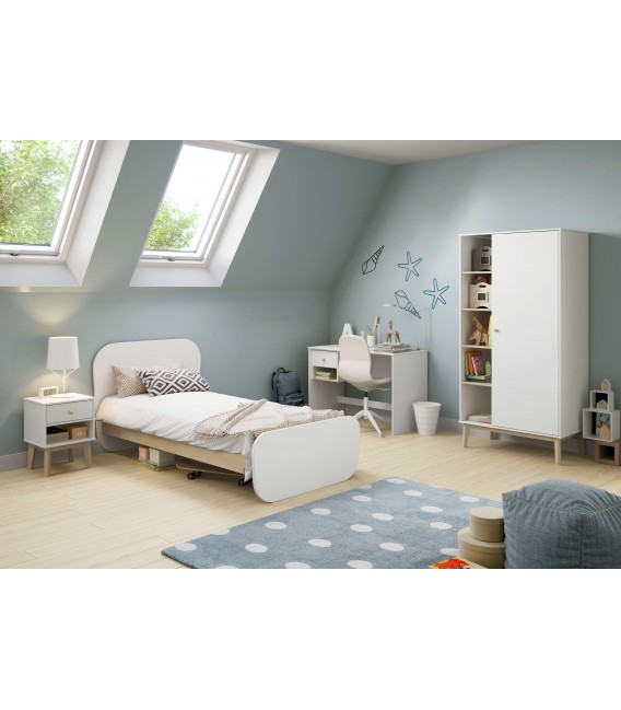 Armario ropero dm lacado en color blanco y madera de pino natural mdmhogar