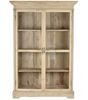 Vitrina grande madera de pino reciclada tallada natural