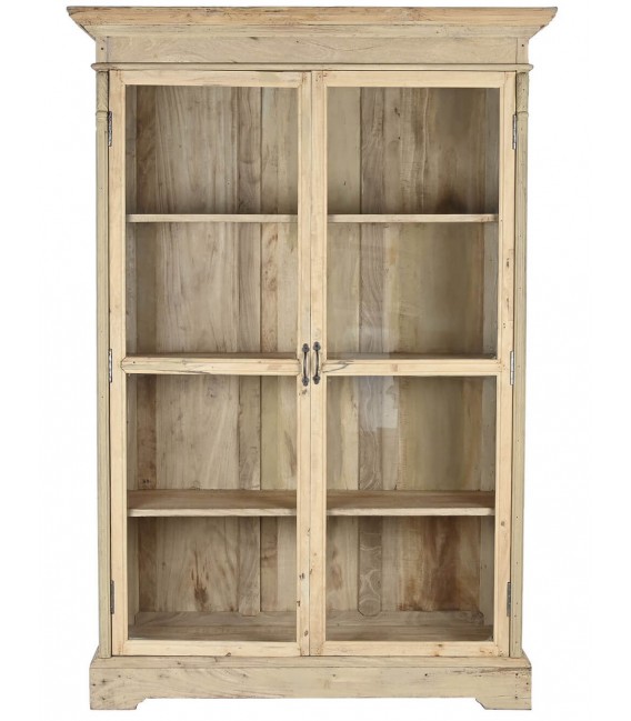 Vitrina grande madera de pino reciclada tallada natural