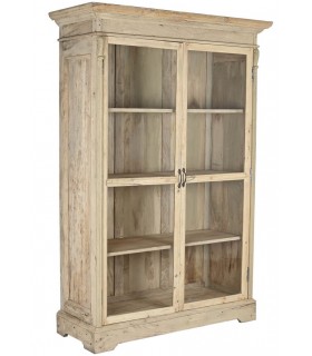 Vitrina grande madera de pino reciclada tallada natural