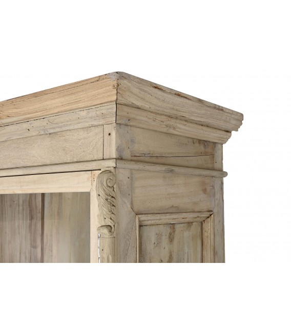 Vitrina grande madera de pino reciclada tallada natural