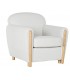 Sillón cómodo tela boucle color blanco patas en madera natural mdmhogar