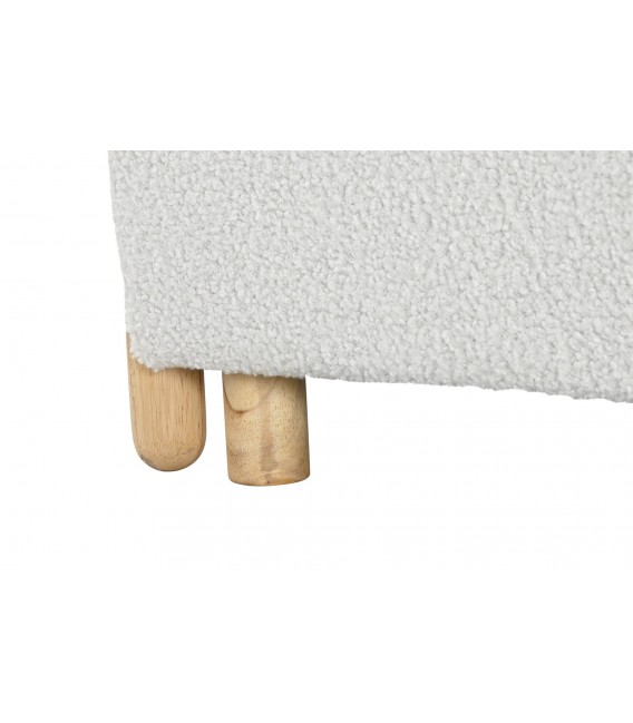 Sillón cómodo tela boucle color blanco patas en madera natural mdmhogar