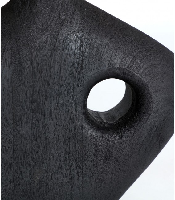 Lámpara de sobremesa grande mango negro pantalla de rafia natural