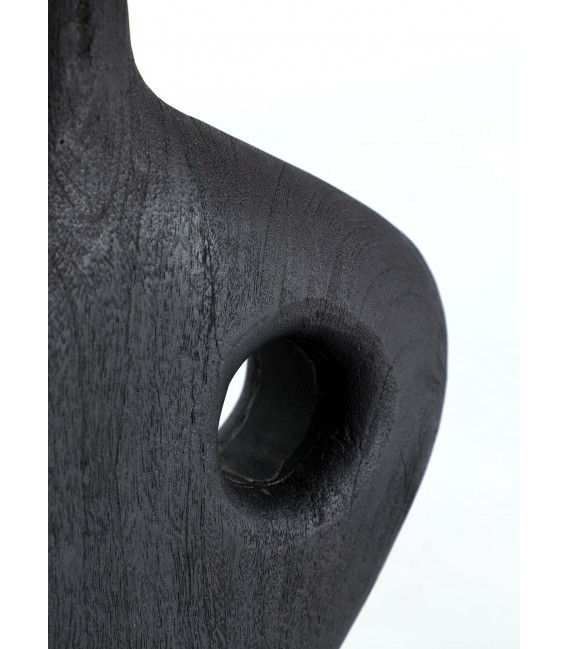 Lámpara de sobremesa grande mango negro pantalla de rafia natural