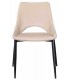 Silla tapizada cómoda metal negro símil cuero color blanco roto mdmhogar