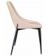 Silla tapizada cómoda metal negro símil cuero color blanco roto mdmhogar