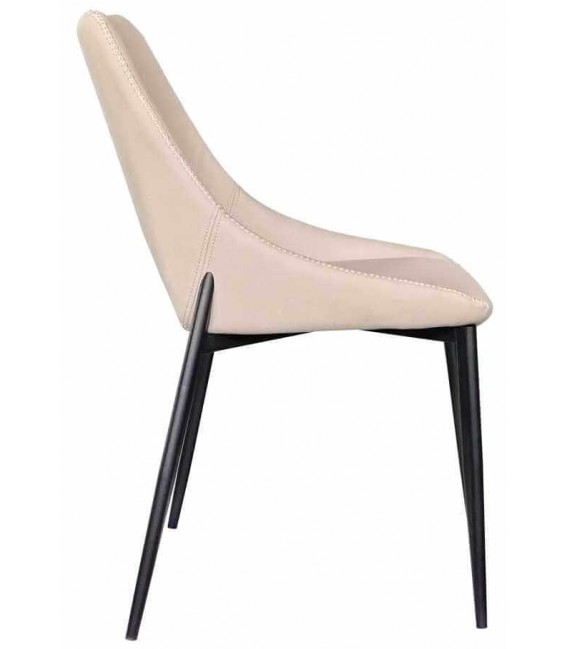 Silla tapizada cómoda metal negro símil cuero color blanco roto mdmhogar