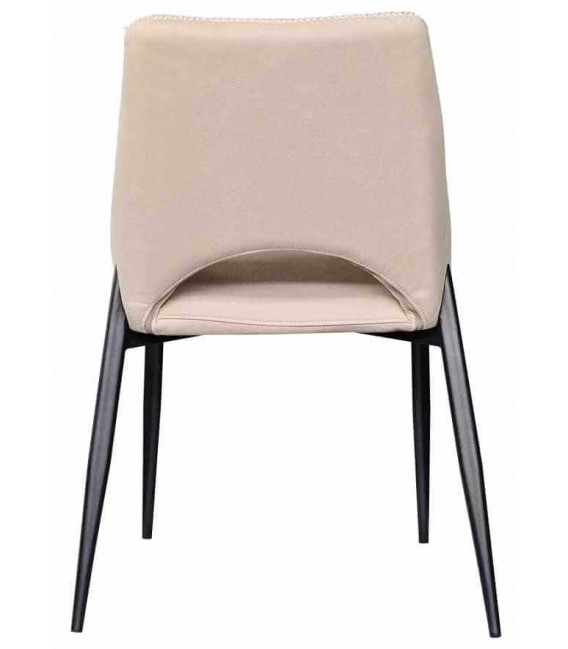 Silla tapizada cómoda metal negro símil cuero color blanco roto mdmhogar
